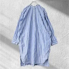 アメリカンホリック シャツワンピース チュニック F ストライプ バンドカラー