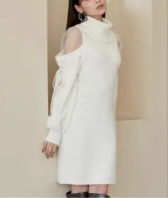 スナイデル SNIDEL シースルーショルダー ミニ ニット ワンピース