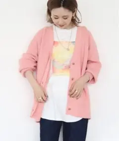 AMERICANHOLIC　片畦Vネックニットカーディガン