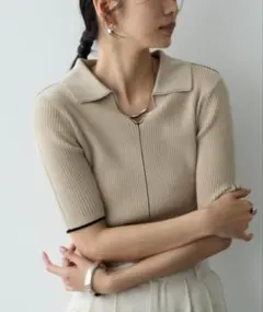 【新品タグ付】DFFUR. ニット セーター ハーフスリーブポロリブニット