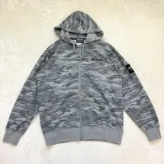 yn526 アウトドア 長袖パーカー 迷彩柄 グレー メンズL ジップアップ