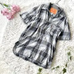 【Levi’s】半袖シャツ ウエスタン チェック L 灰 夏服 アメカジ デートのサムネイル