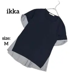 【美品】 イッカ 半袖 カットソー 異素材 切替 ストライプ 上品 綺麗め 春夏のサムネイル
