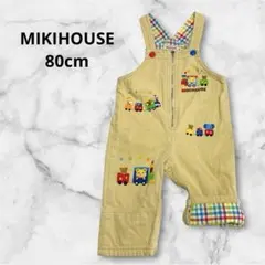 ミキハウス 汽車ぽっぽ オーバーオール 80cm プッチー 刺繍 ベージュ