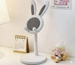 ウサギ型スマホスタンド 伸縮式 ラビット ホワイト　オンライン　zoom