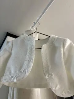 ホワイト フリル付きカーディガン 110
