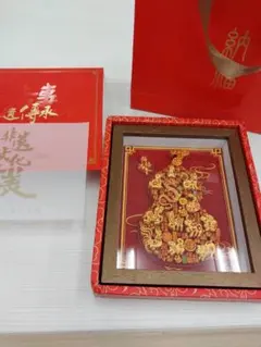 国立故宮博物院 純金藝術 花と蝶の絵 金箔純度99％飾り物 インテリア