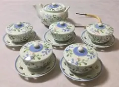 【未使用】有田焼　彩　十六夜　番茶器揃　急須　蓋付き湯呑　茶托　5客セット