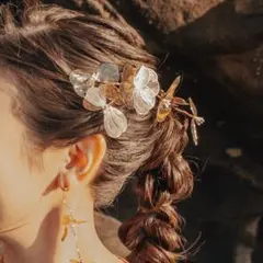 値下げ　ゴールド 花モチーフ ヘッドドレス