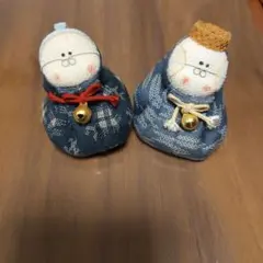 藍染調 布製 夫婦人形 2体セット