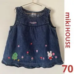 ミキハウス ☆日本製☆刺繍デニムワンピース　size 70