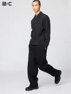 美品 ユニクロ:C スウェットワイドパンツ XS ブラック オンラインストア限定