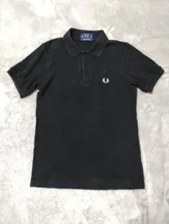 希少 イギリス製 フレッドペリー コットン 鹿の子ポロシャツ S ブラック