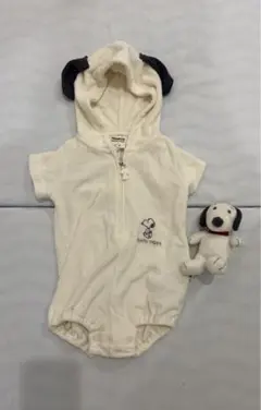 ジェラートピケ 【PEANUTS】【BABY】 SNOOPYパイルロンパース