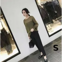 新品 レディース ボトムス 快適パンツ  クロップド 黒 シンプル 美脚