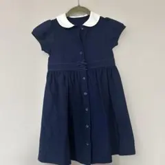 クミキョクkumikyoku ネイビー 紺半袖ワンピース 丸襟 キッズ110