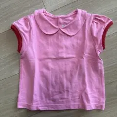 ピンク 襟付き Tシャツ 赤フリル袖