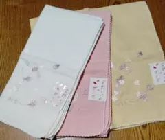 花柄刺繍 コットンハンカチ 他、6枚セット
