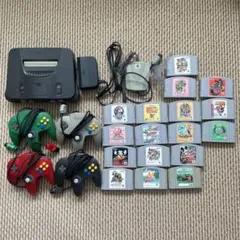 【ジャンク】NINTENDO64 本体 コントローラー4個 ソフト17本