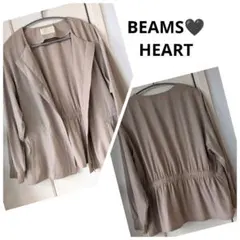 BEAMS HEART ジップアップ ノーカラーブルゾン ベージュのサムネイル