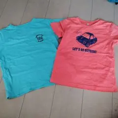 水色と蛍光オレンジのTシャツ 2枚セット
