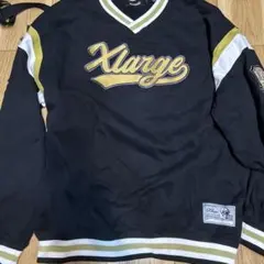 XLARGE Vネックトレーナー Lサイズ 黒/金/白