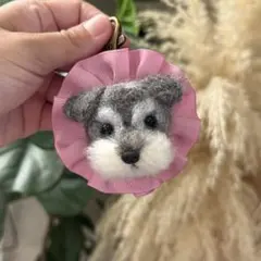 シュナウザー　うちの子ロゼットチャーム　羊毛フェルト　シュナ　犬　ペットのサムネイル