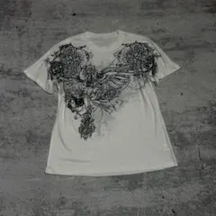 Y2K- grunge skull opium T-shirt - 十字架 翼