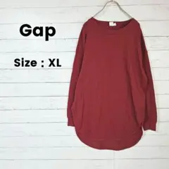 【美品】ギャップ　レディース　オーバーサイズ　バーガンディ　長袖　Tシャツ　ラフ