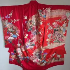 中古花嫁用 赤色 花と扇の刺繍 大振袖 お安くどうぞ◎ - メルカリ