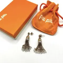 Folli Follie タッセル ピアス ゴールド色 ビーズ ストーン