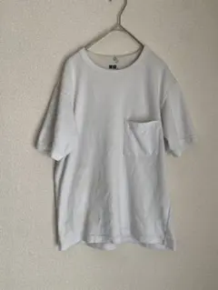 ユニクロユー クルーネック半袖Tシャツ 無地 S 白 綿ポリエステル ホワイト