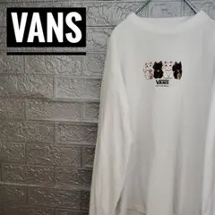 バンズVANS古着長袖ロングTシャツ白M　招き猫　ロンT