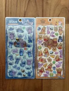 【正規品✨】プチドロップステッカー　スティッチ＆くまのプーさん 2枚セット