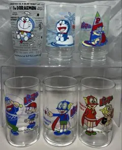 ［レトロ］まとめ　キャラクターグラス　ドラえもん　パーマン　６点　非売品