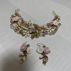 ウェディング　ヘアアクセサリピアスセット