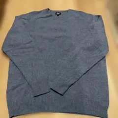 UNIQLO XL 青 ラムクルーネックセーター