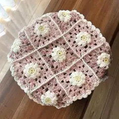 【値下】マルチカバー ピンク 花柄 ハンドメイド かぎ針編み お花