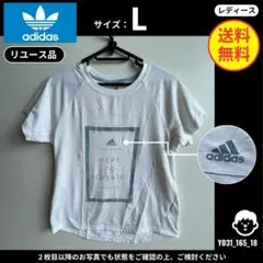 【adidas】 (L) リユース品: Tシャツ ホワイト