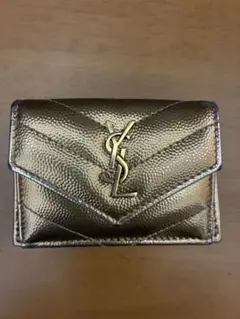 SAINT LAURENT ゴールド 三つ折り財布