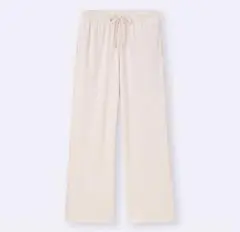 GU ベージュ　リブプルオンパンツ