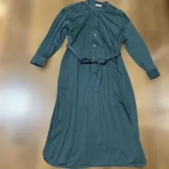 UNIQLO ダークグリーン 長袖シャツワンピース