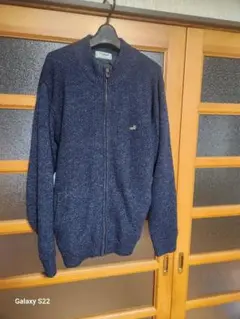 値下げ。新品ラコステネイビー ジップアップ ニットセーター