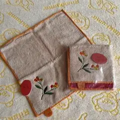 【新品未使用】Sybilla シビラタオルハンカチ 2枚セット 花柄刺繍のサムネイル