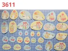 3611　布シール　シマエナガ　スイーツ　水色・黄色