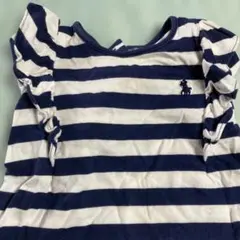 Ralph Lauren 6M ネイビーと白のストライプTシャツ