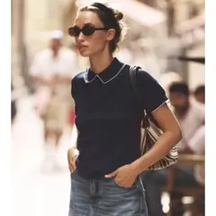ZARA パイピングニットトップスM