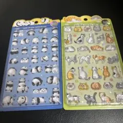 NEKONI 3D ボンボンドロップ風シール 動物シールセット（猫・パンダ）