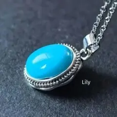 男女兼用✨ ブルー ターコイズ オーバル ペンダント ネックレス トルコ石