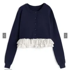 新品タグ付きフリルドッキングニットカーディガン[an1835]